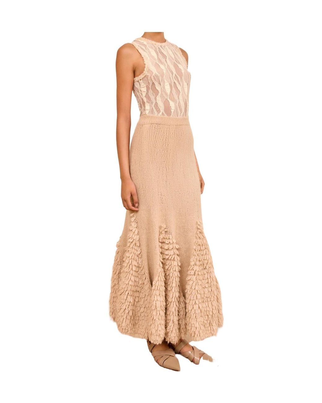 Ulla Johnson Natural Jupe Midi Circulaire En Laine
