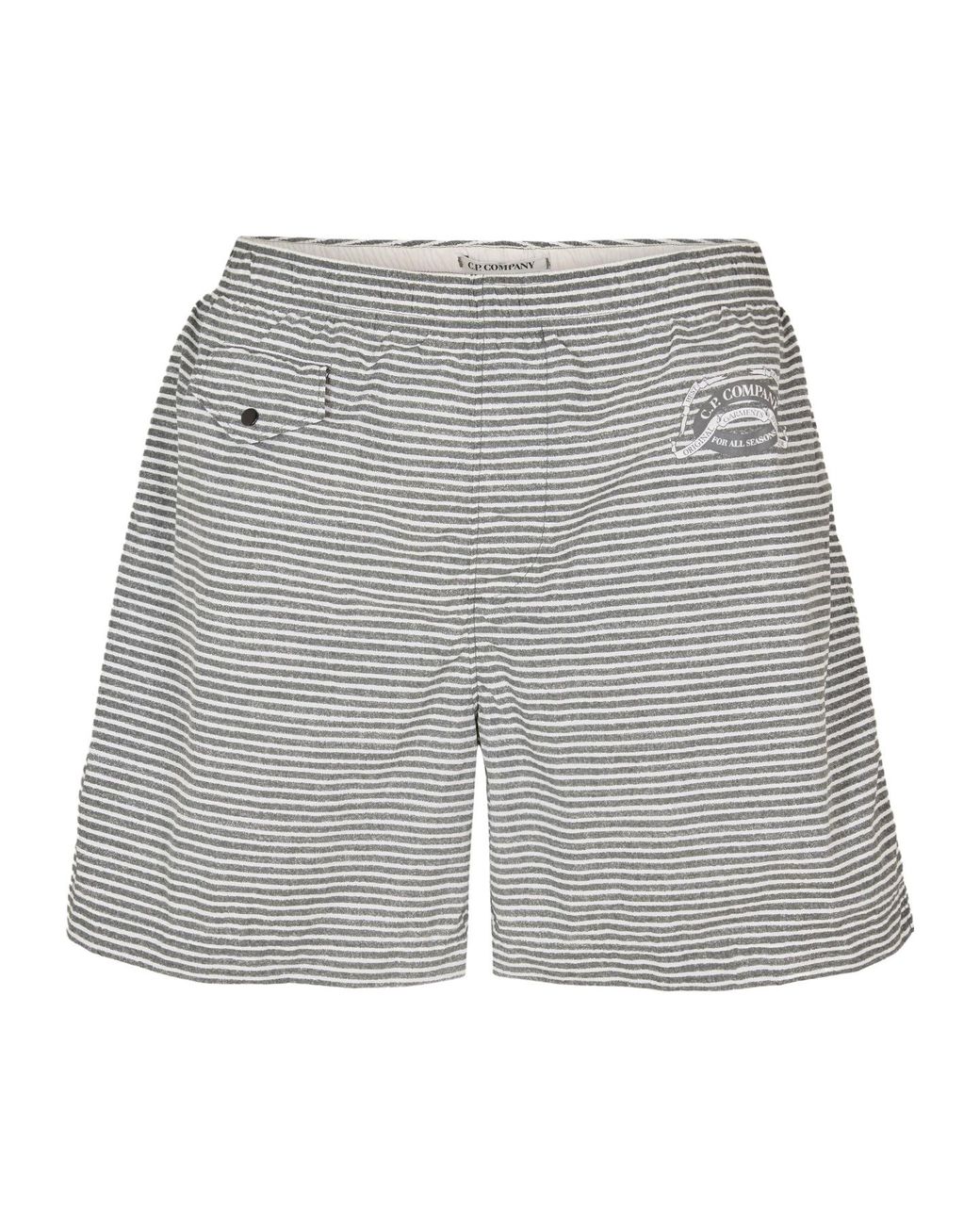 C P Company Gray Striped Casual Shorts for men