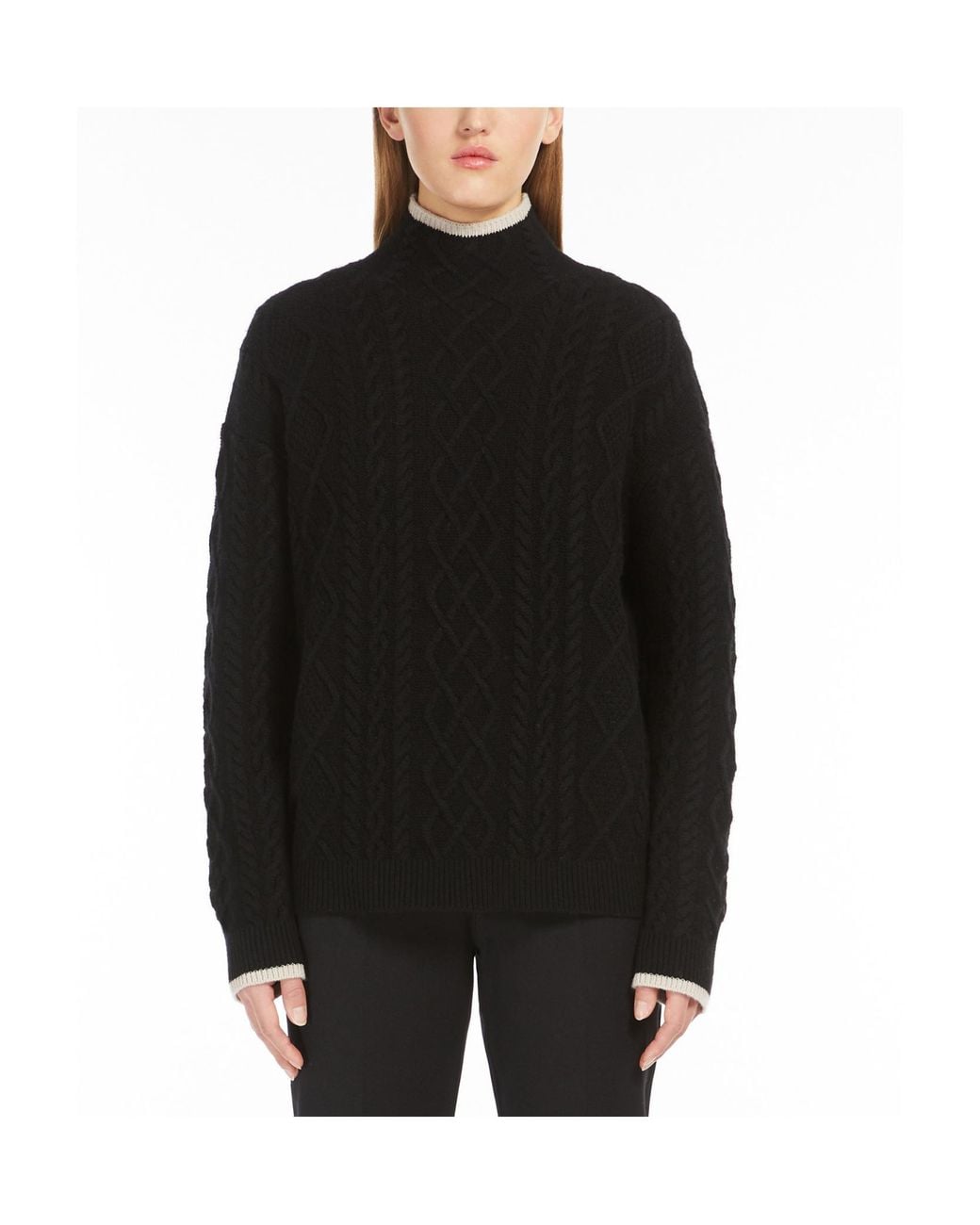 Max Mara Black High Neck Long-Sleeved Jumper