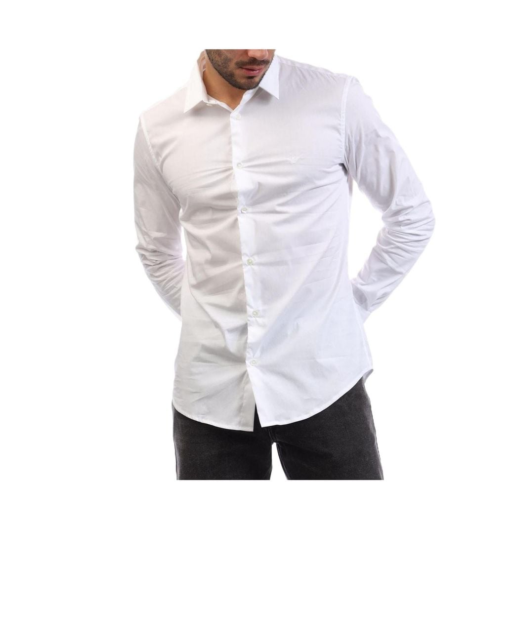 Emporio Armani White Solidcolor Longsleeve Shirt for men