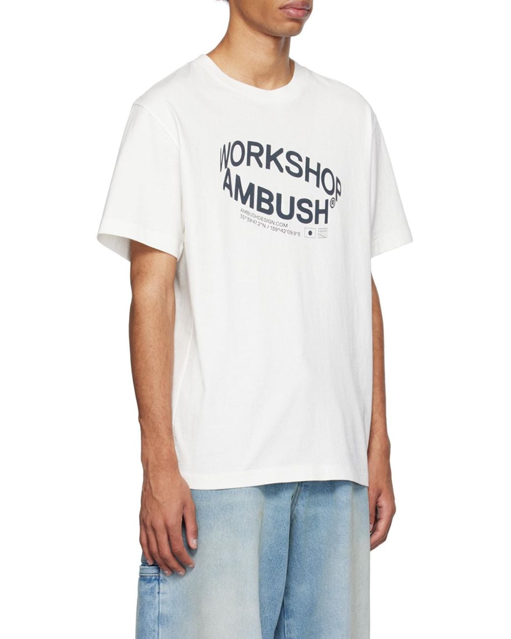 Ambush White Logo Printed Crewneck T-Shirt
