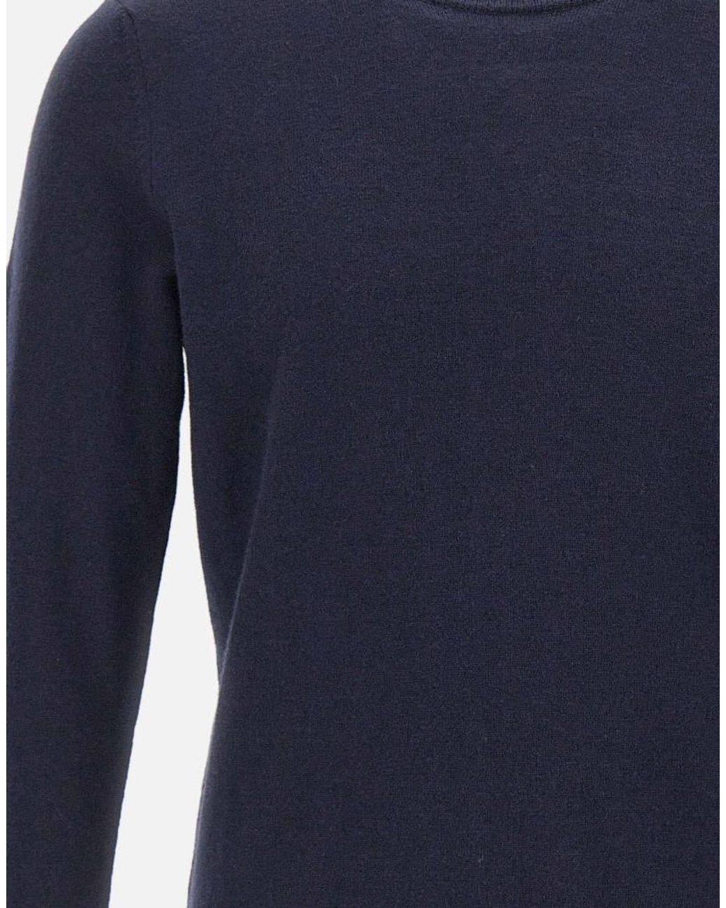 Kangra Cashmere Blue Kangra Ribbed Crew Neck Knitted Sweater for men