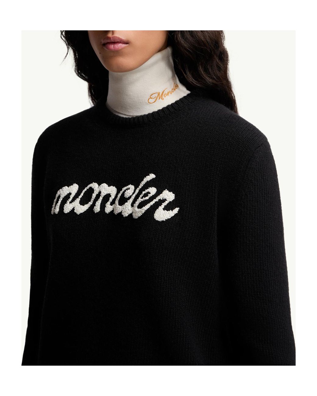 Moncler Black Logo Detailed Crewneck Jumper