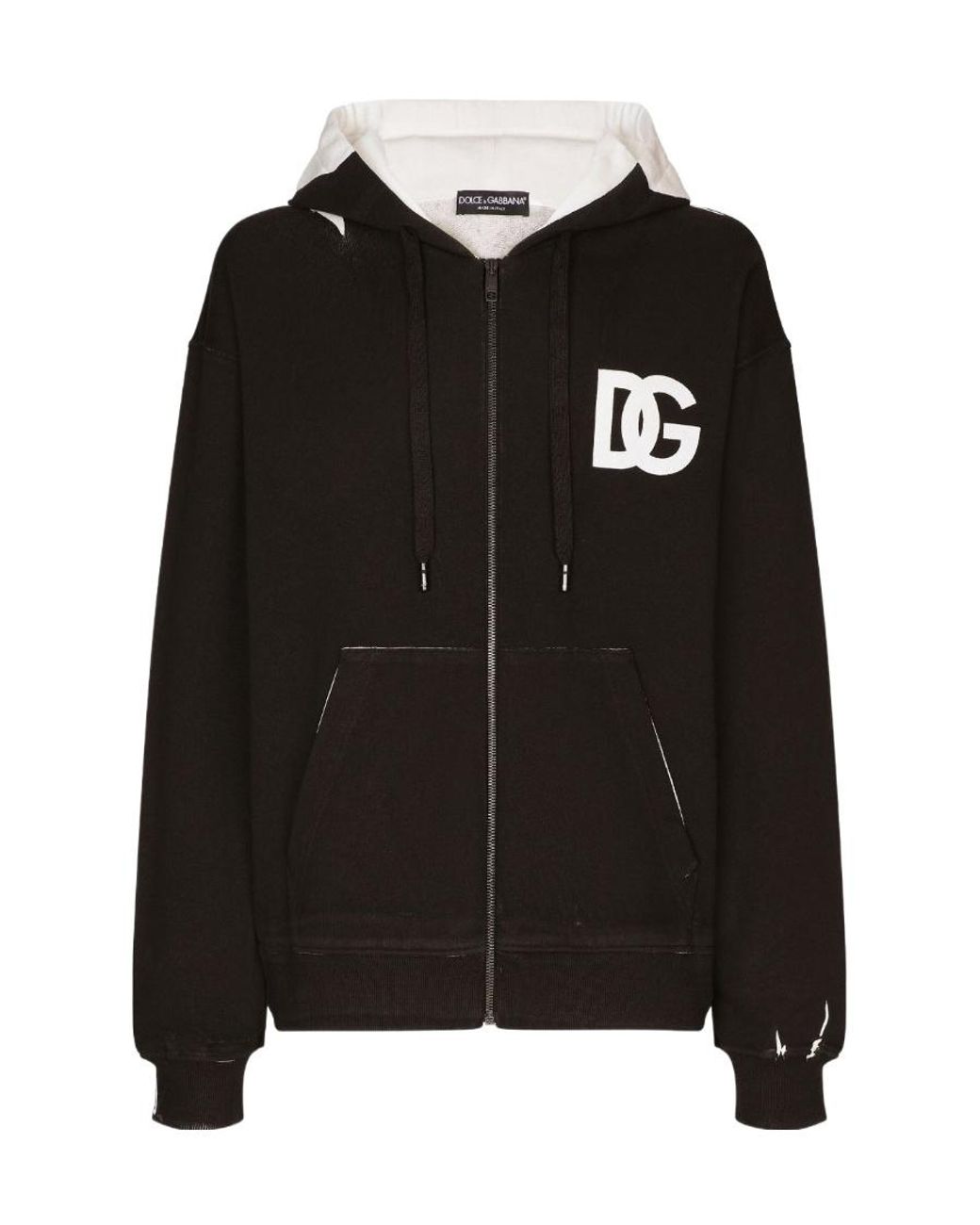 Dolce & Gabbana Black Logo-Print Zipped Cardigan for men