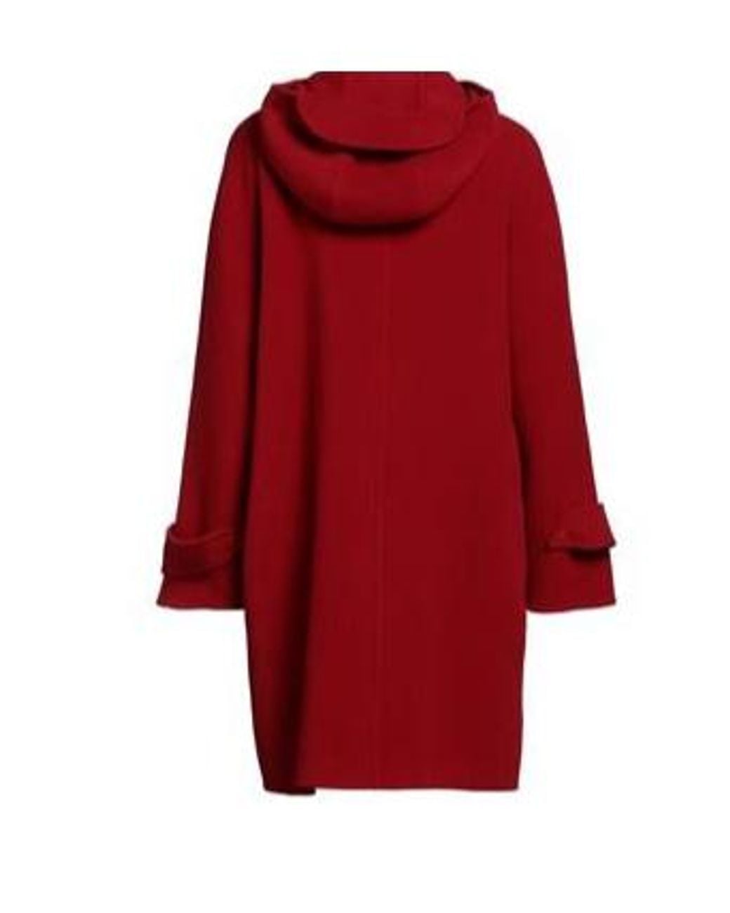 Max Mara Red Minimalist Double-Breasted Hooded Coat