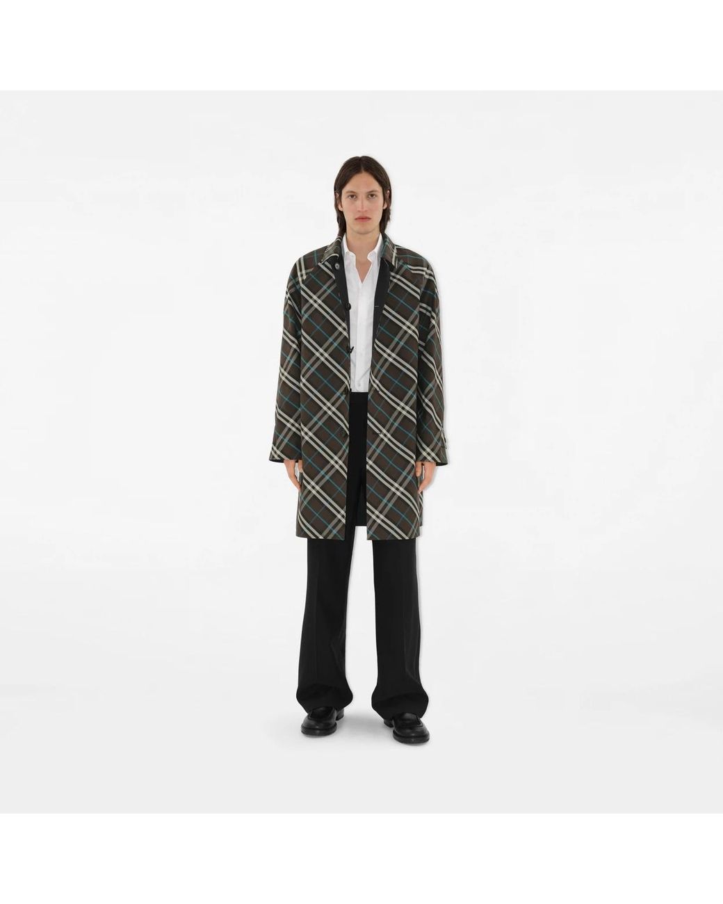 Burberry Black Nova Check Reversible Buttoned Coat for men
