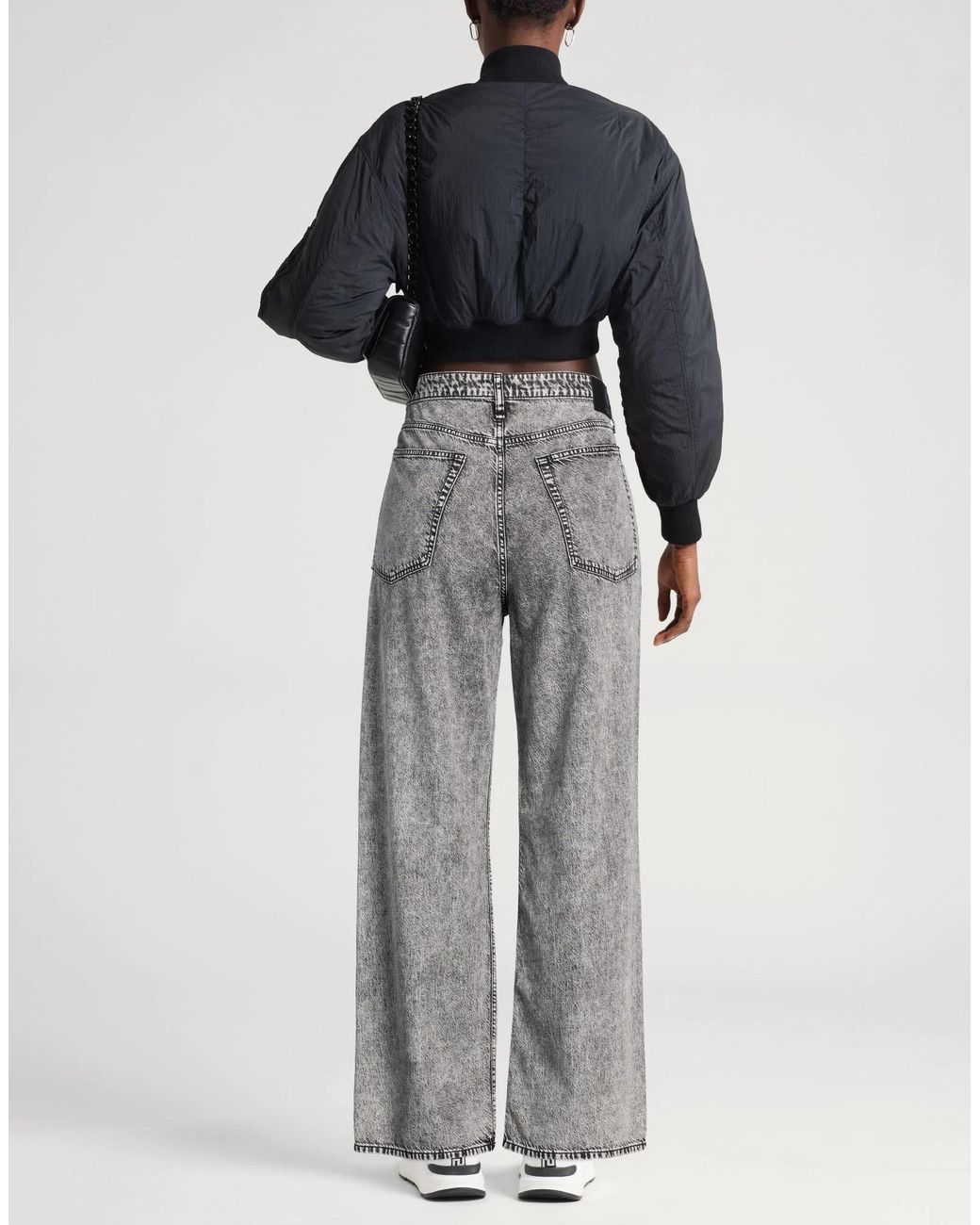 Rag & Bone Gray Plain Colour Wide-Leg Jeans