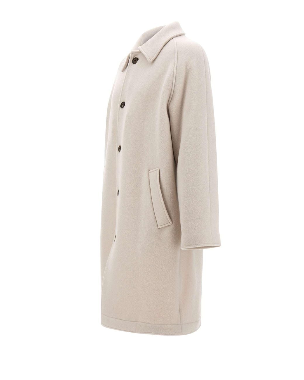 Eleventy Natural Single-Breasted Long Coat for men