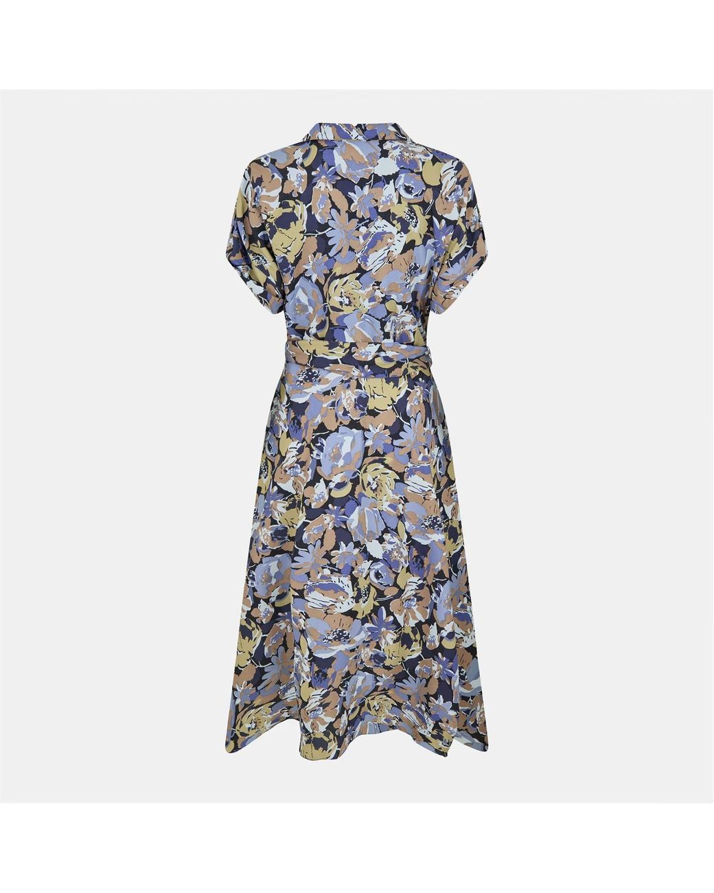 Ralph Lauren Blue Floral Pattern Crepe Dress