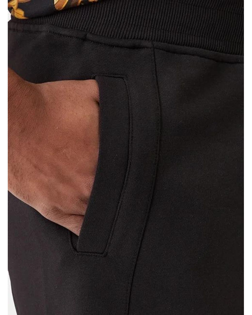 Versace Jeans Black Couture Logo Printed Track Shorts for men