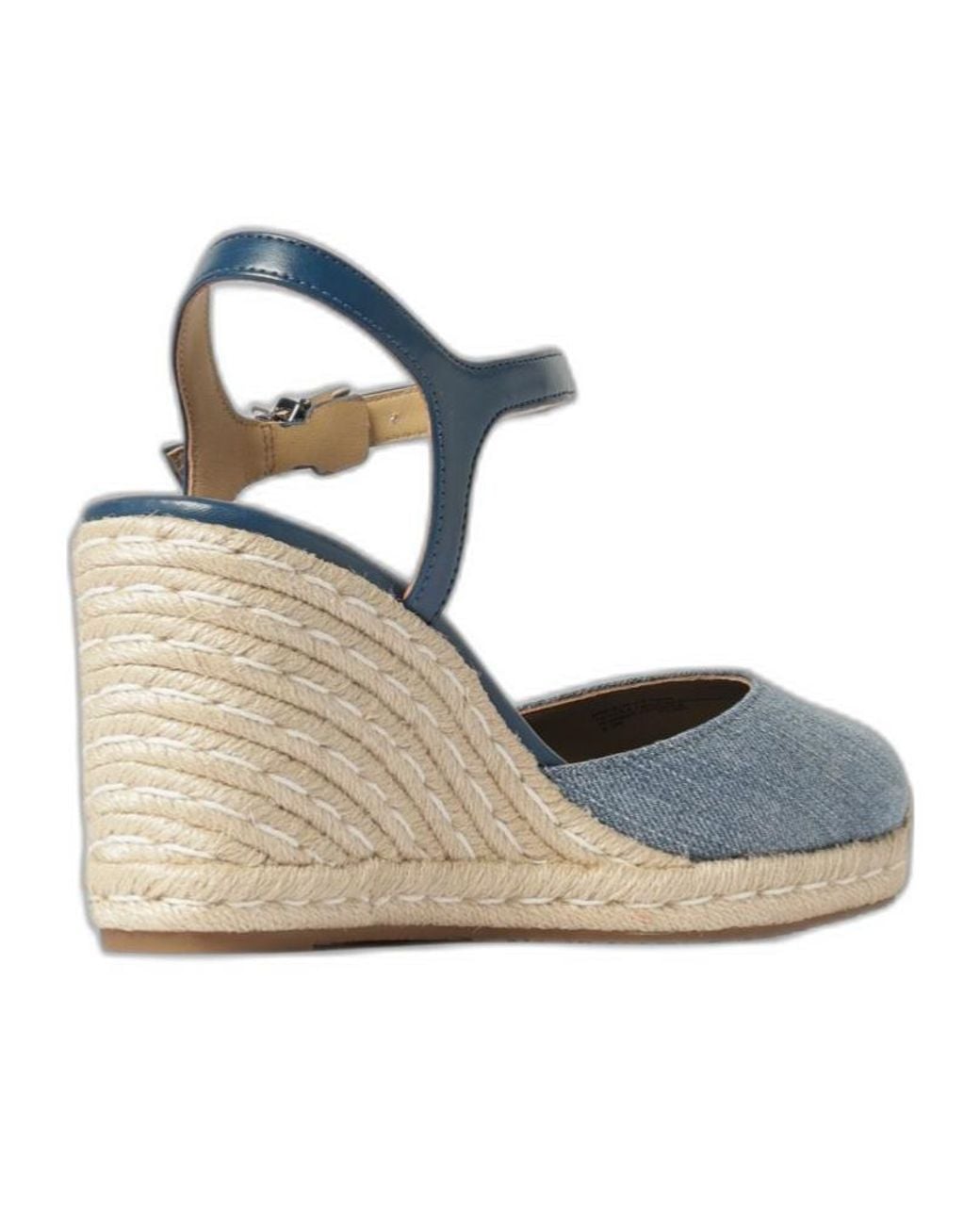Michael Kors Blue Kenzie Buckle-Fastening Wedge Sandals