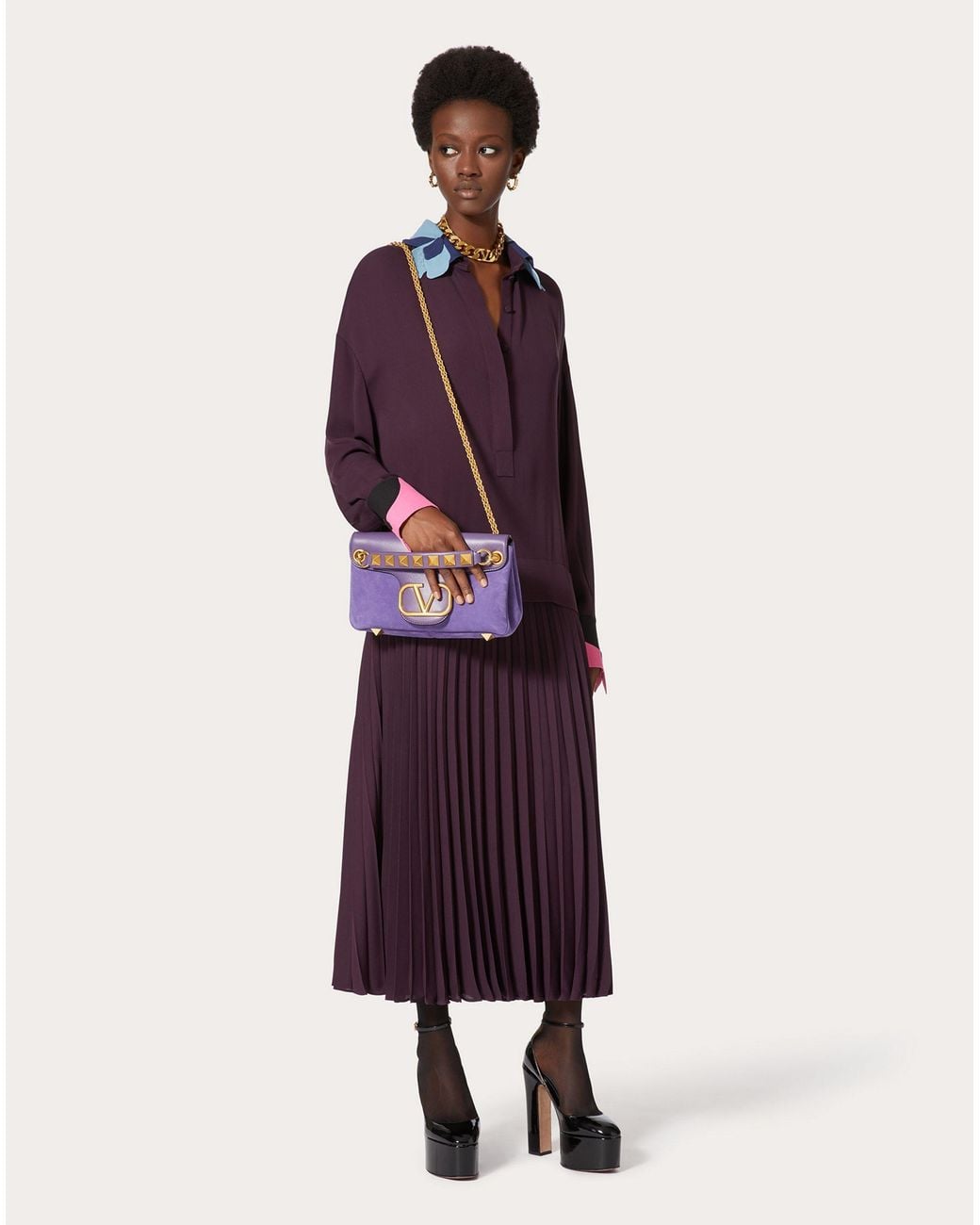 Valentino Purple Pleated Dress