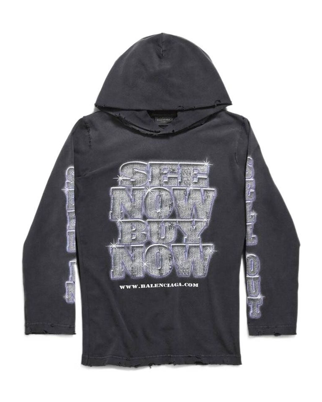 Balenciaga Gray Snbn Long-Sleeved Hoodie for men