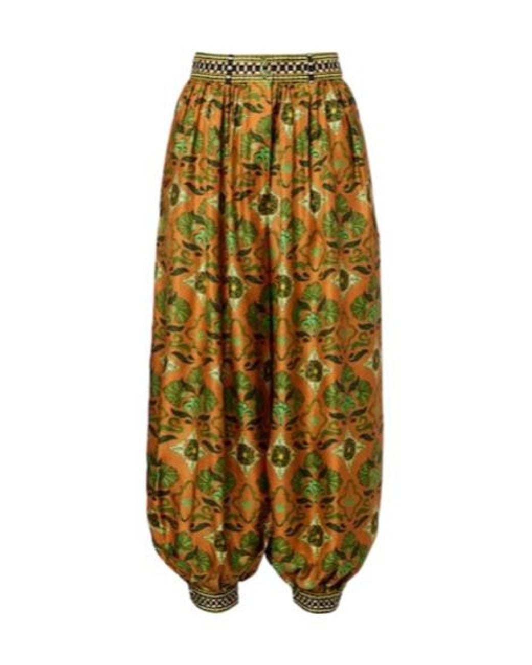 ALÉMAIS Metallic Cece Floral Silk Tapered Pants