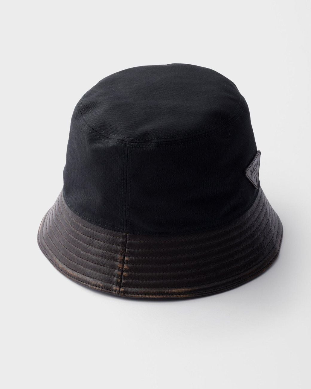 Prada Black Technical Cotton And Leather Bucket Hat for men
