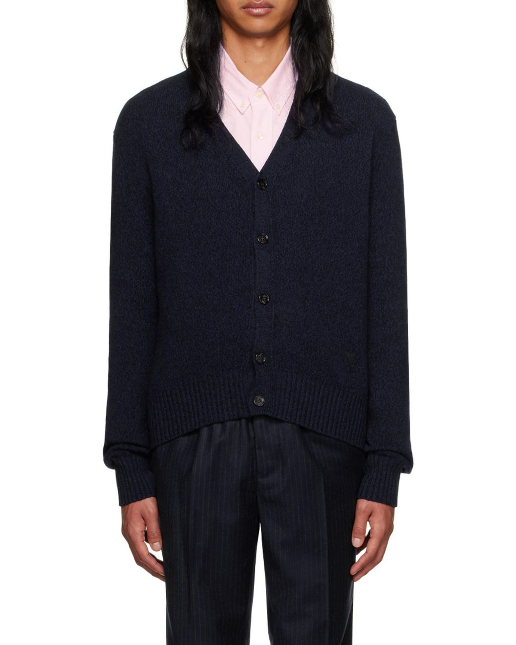 AMI Blue V-Neck Buttoned Cardigan for men
