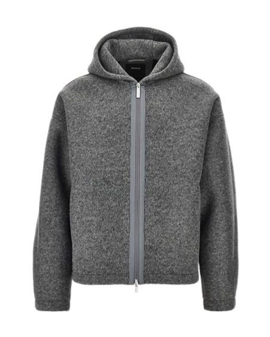 Herno Gray Hooded Zip-Up Jacket for men