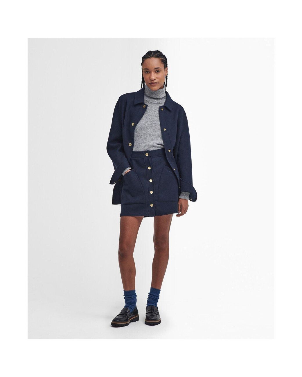 Barbour Gray Pendle Roll-Neck Jumper