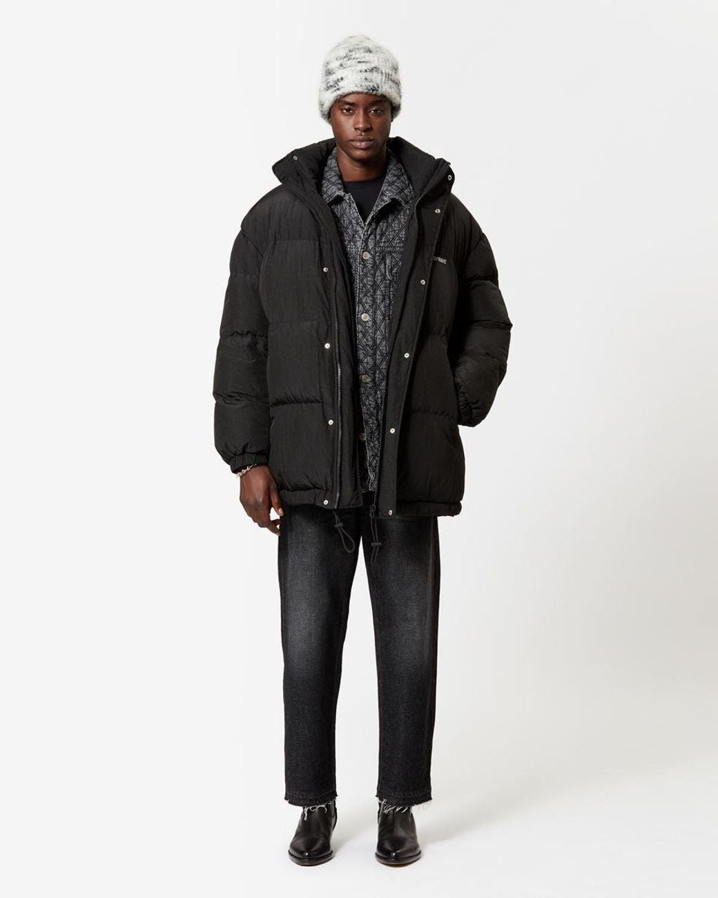 Isabel Marant Black Logo Patch Padded Jacket for men