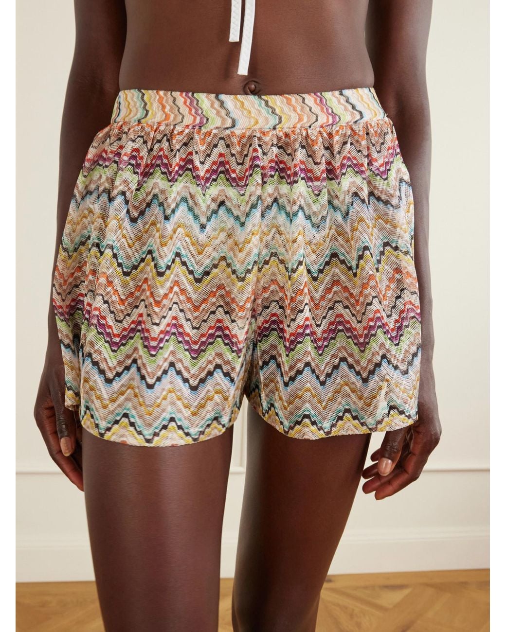 Missoni Pink Striped Crochet-Knit Shorts