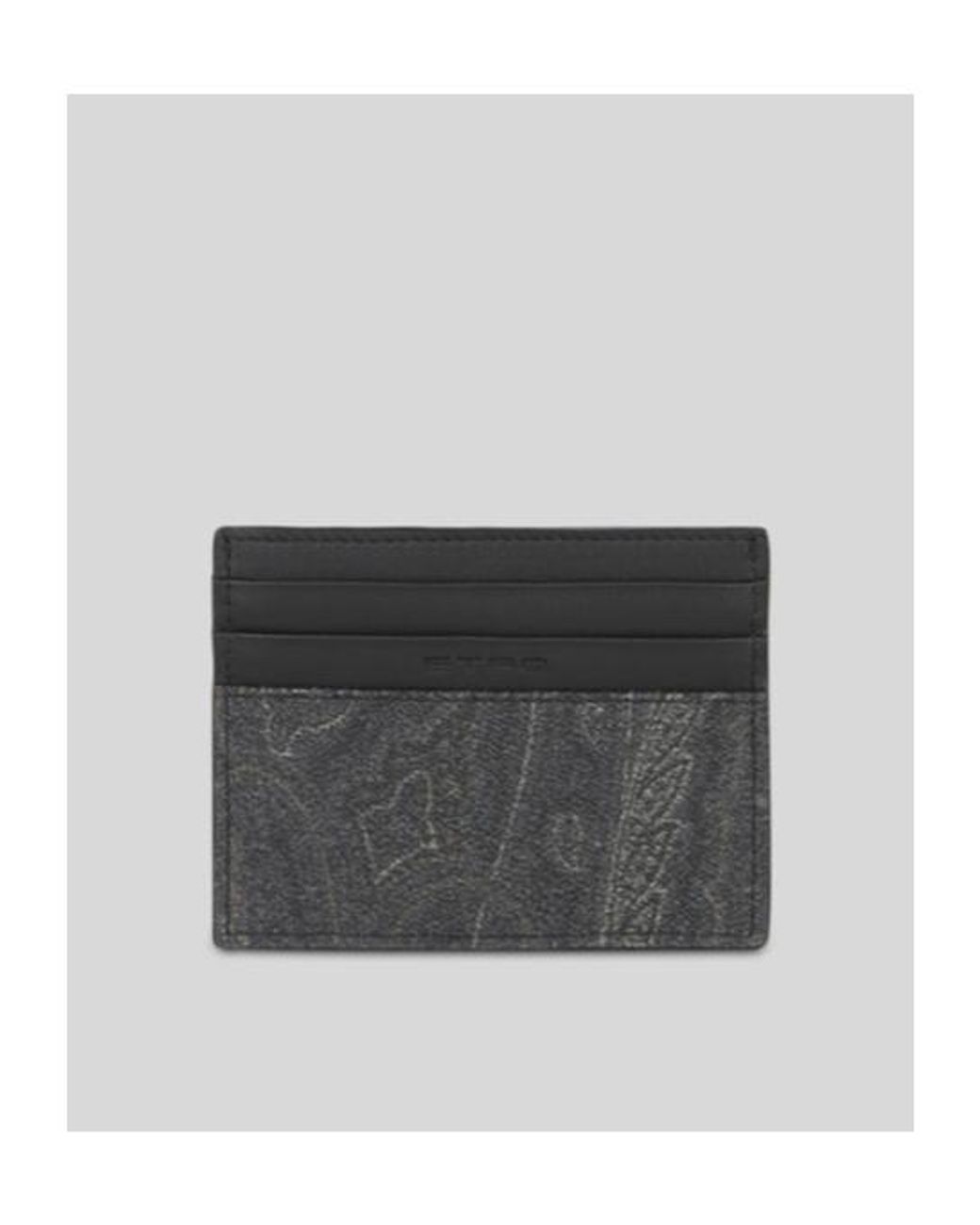 Etro Gray Pegaso Embroidered Paisley Card Holder for men