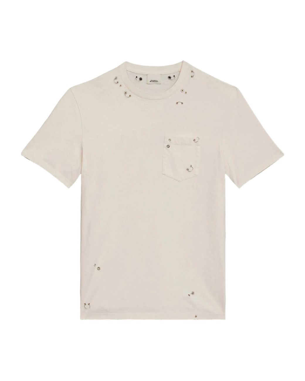 Isabel Marant White Yezra Eyelet Detailed T-Shirt for men