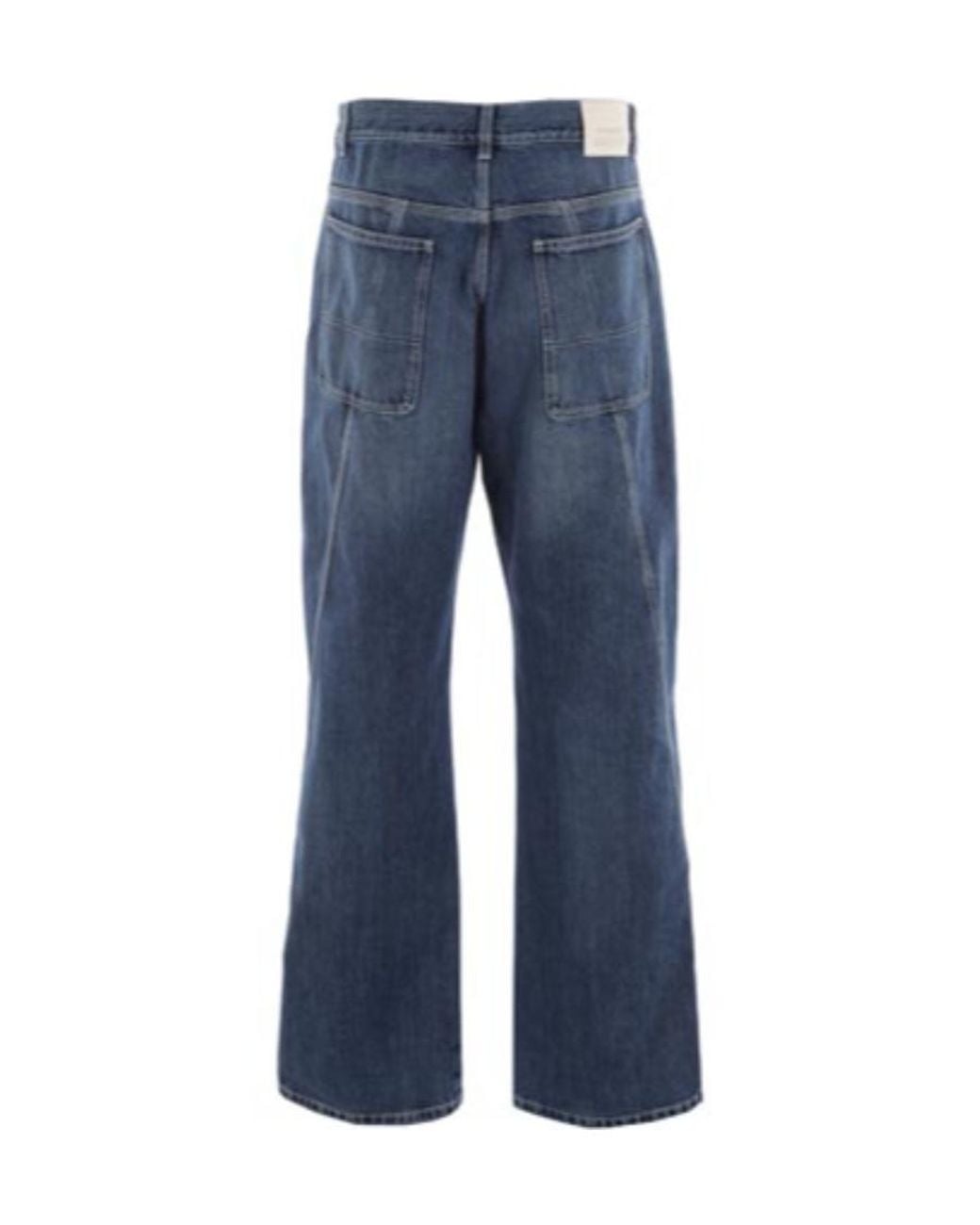 McQueen Blue Logo Patch Wide Leg Jeans for men