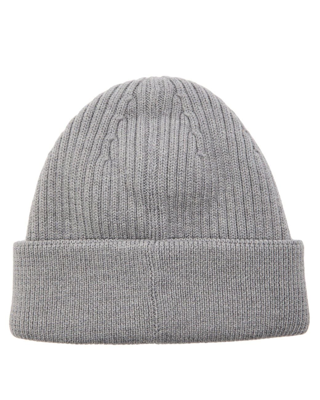 Loewe Gray Cuffed Logo Wool Hat for men