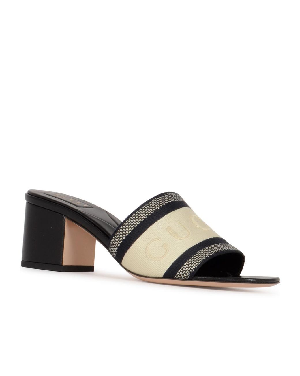 Gucci Black Logo Strap Heeled Sandals