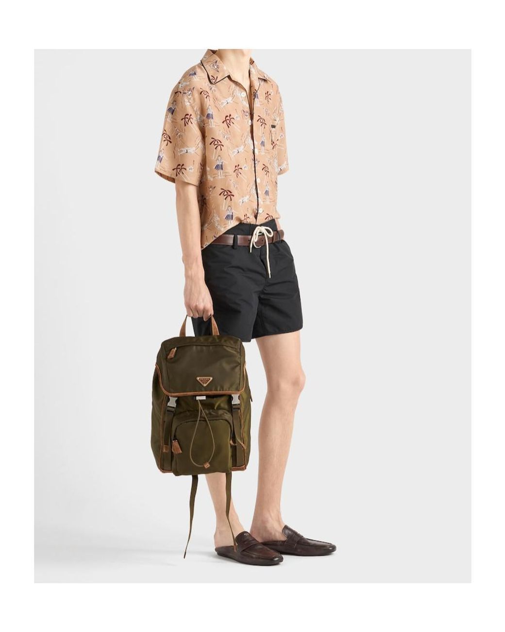 Prada Natural Pattern-Printed Short-Sleeved Shirt for men