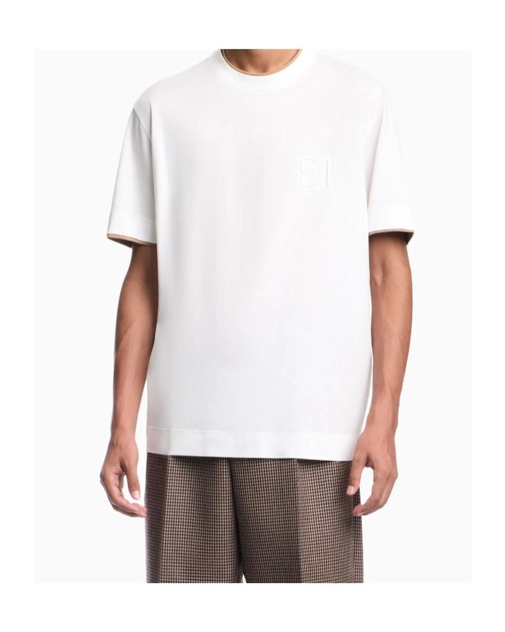 Emporio Armani White Loose-Fit Short-Sleeve Crew-Neck T-Shirt for men