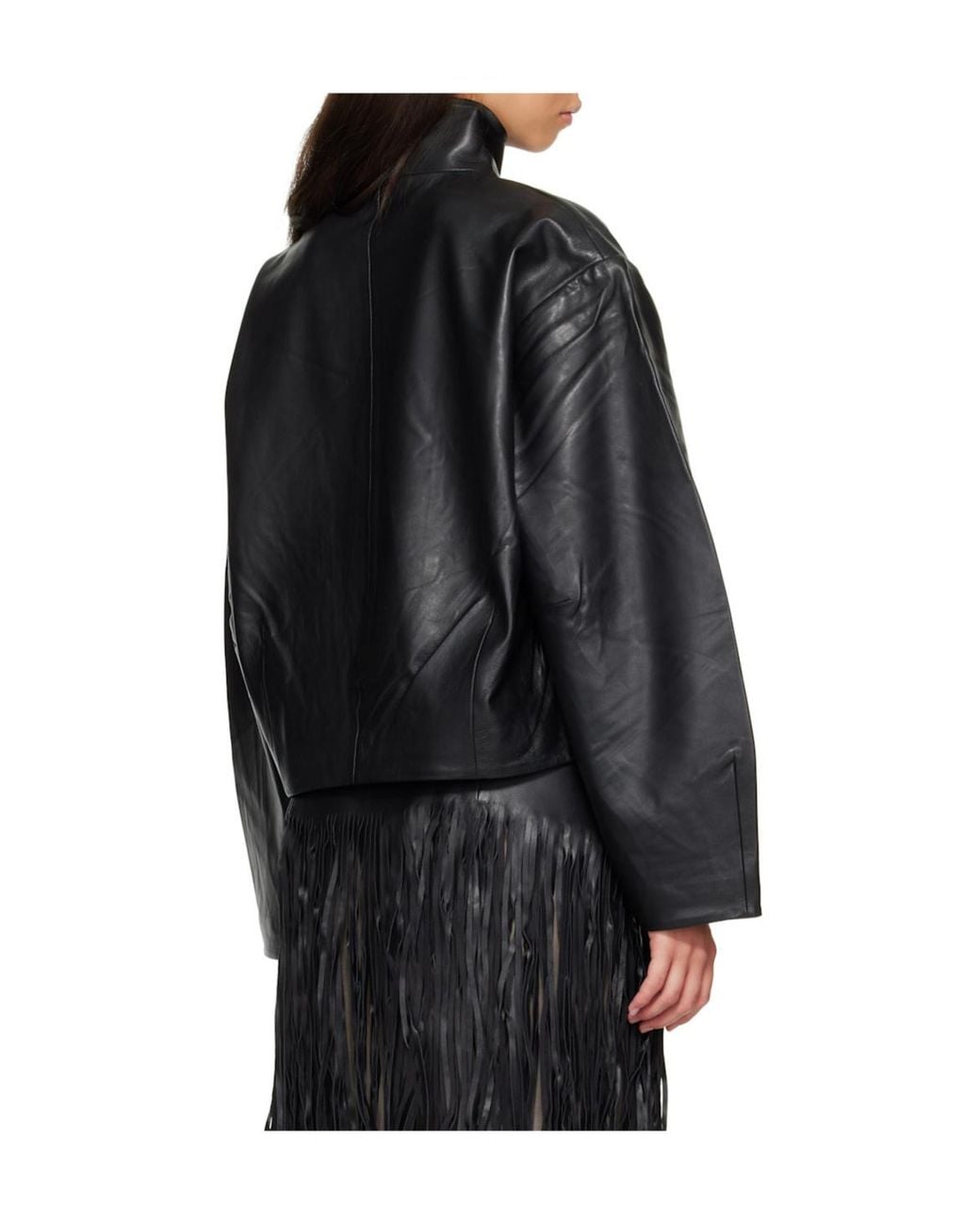 St. Agni Black Cocoon Leather Jacket