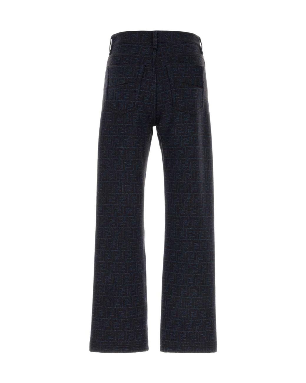 Fendi Blue Ff Jacquard Straight-Leg Jeans for men