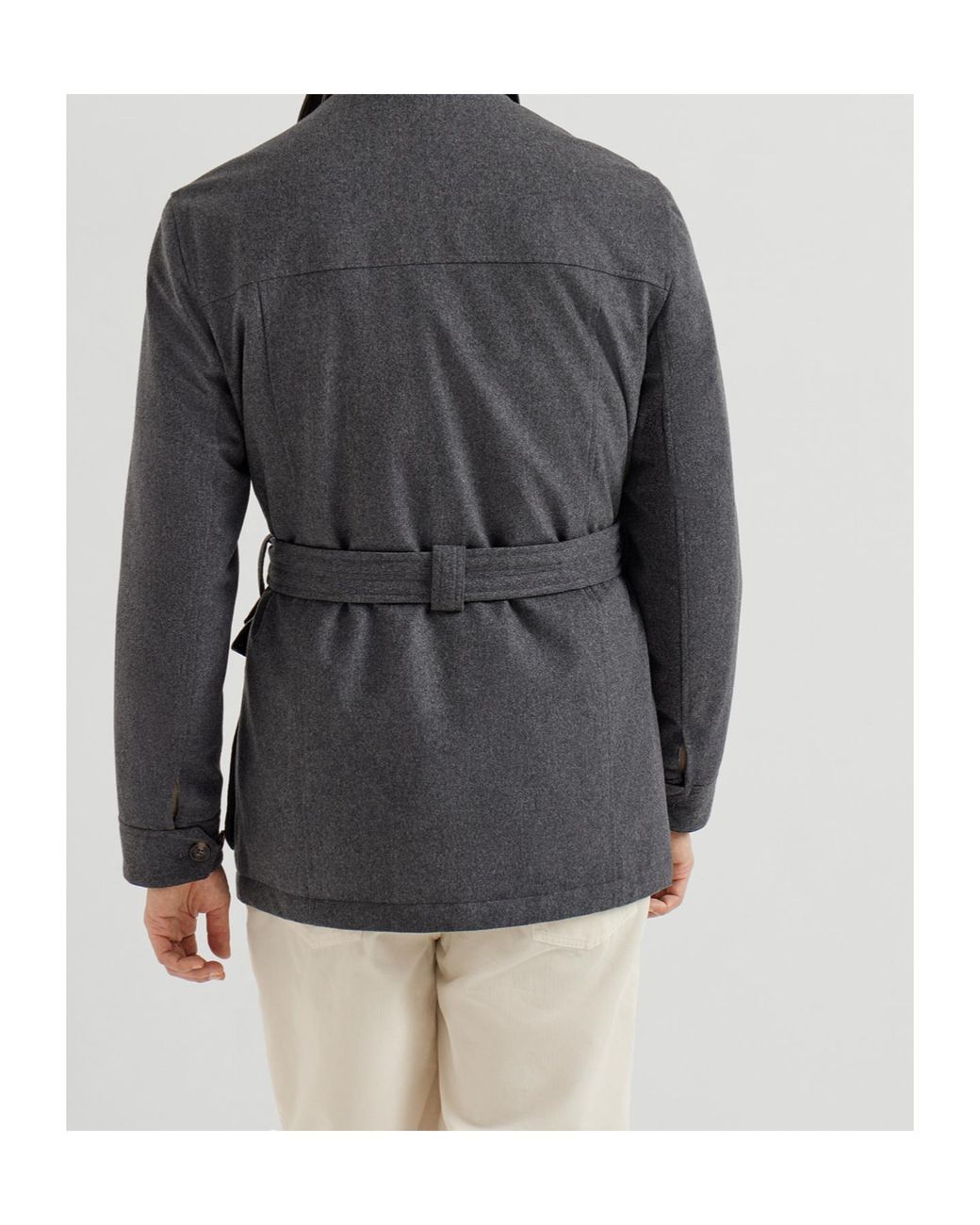 Brunello Cucinelli Gray Belted Padded Jacket for men