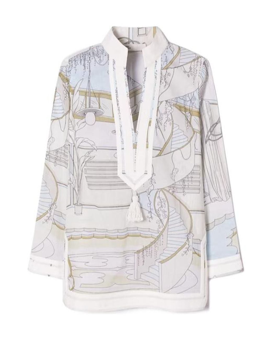 Tory Burch White Printed Tory Tunic