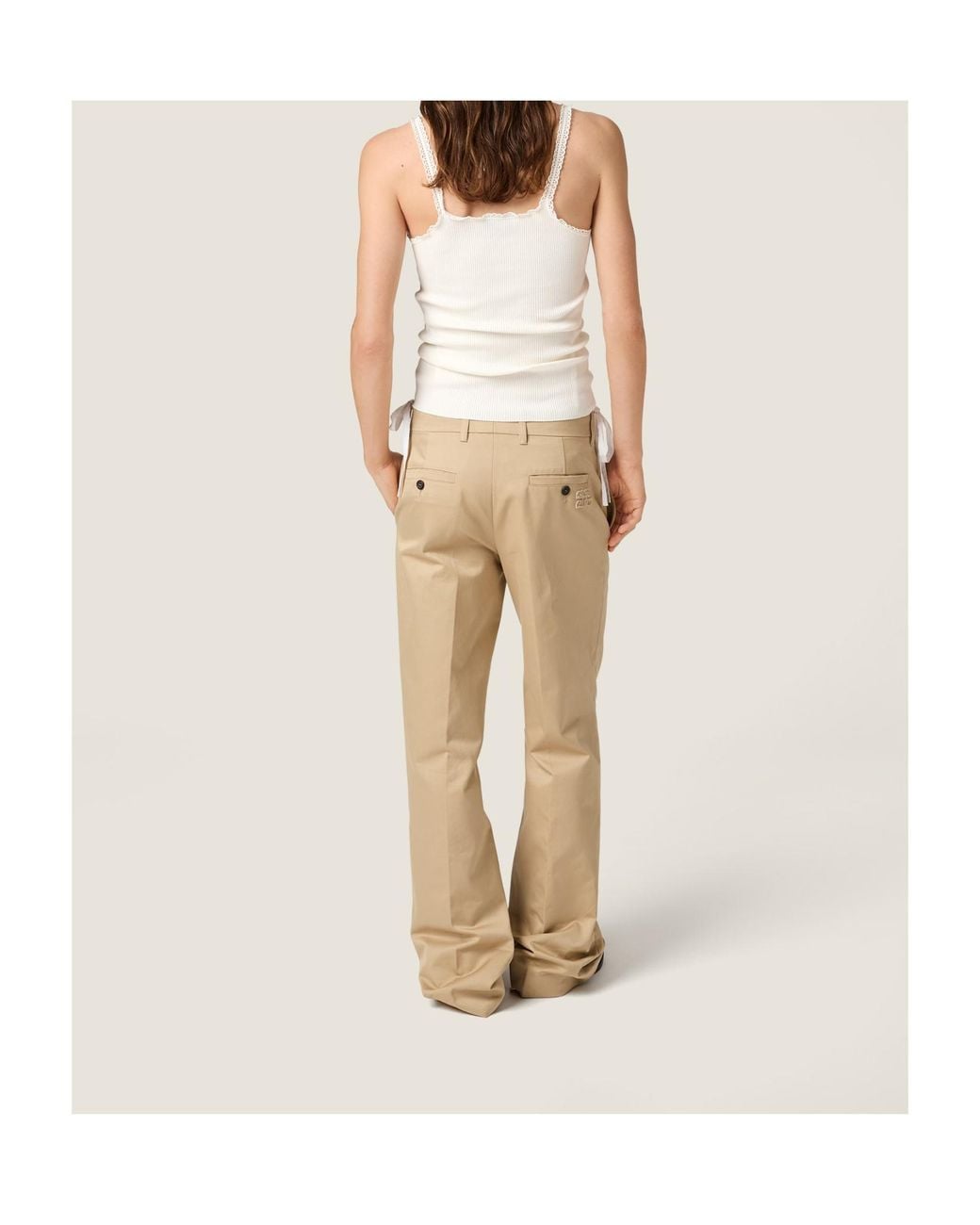 Miu Miu Natural Cotton And Lace Top