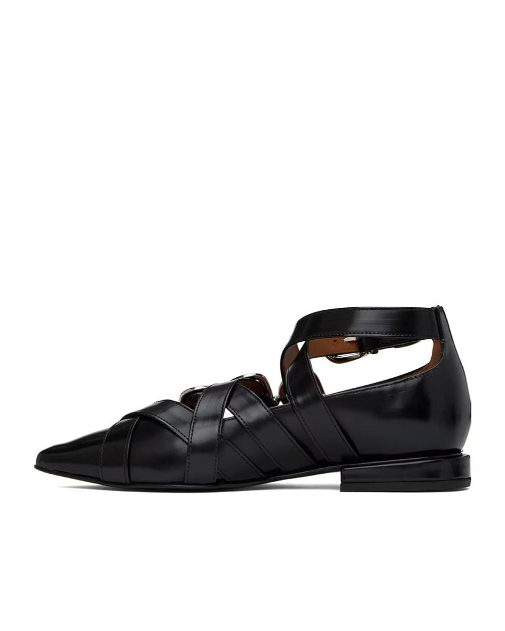 Toga Black Buckled Pointed Toe Loafers