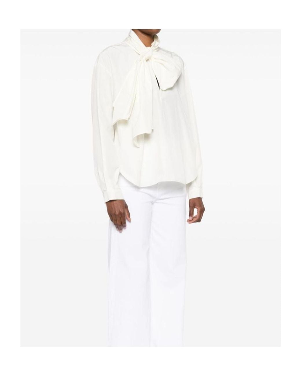 Forte_forte White Detachable Bow Shirt