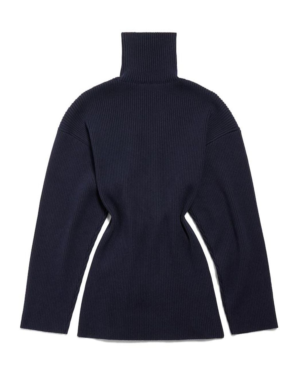 Balenciaga Blue Turtleneck Long-Sleeve Dress