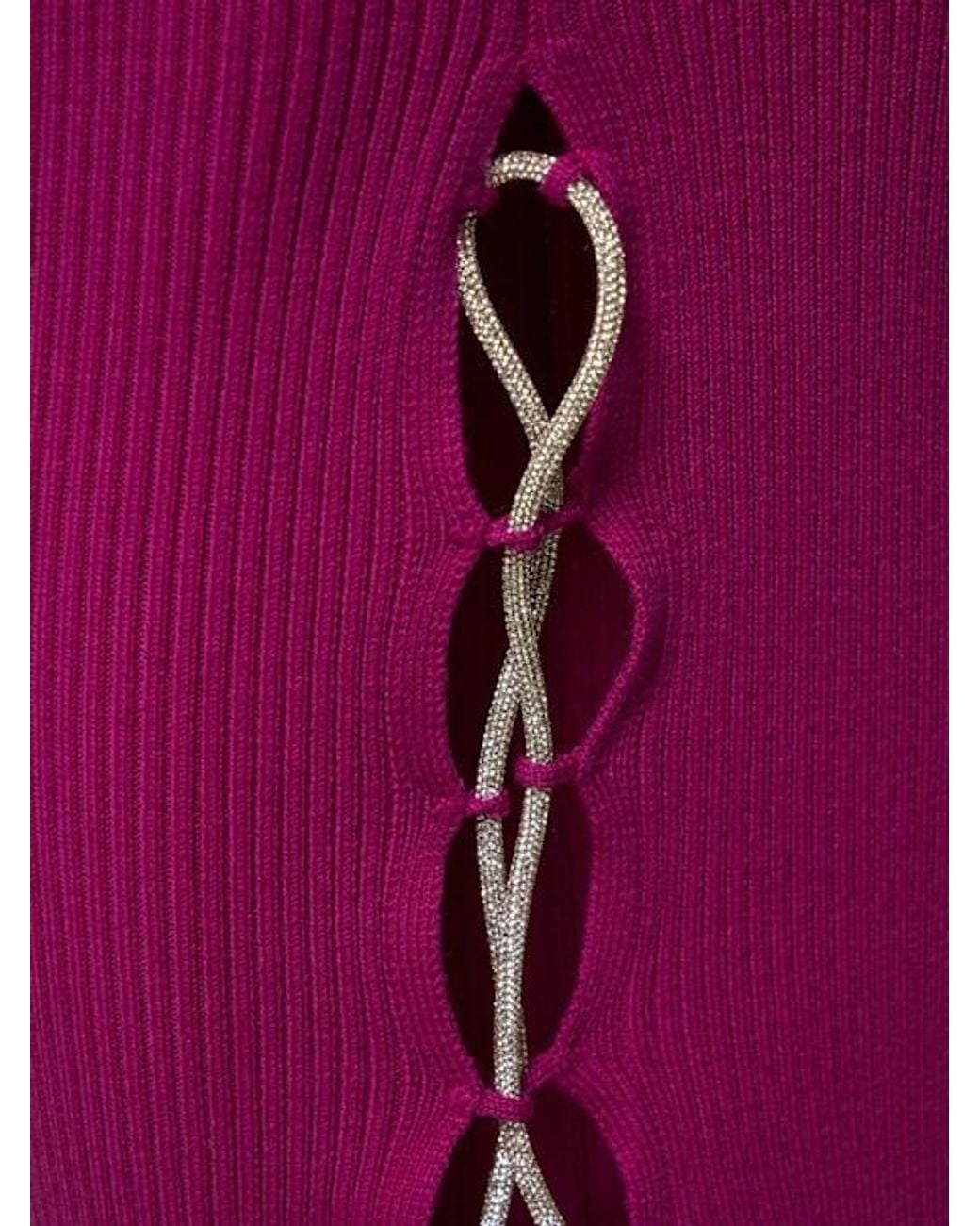 GIUSEPPE DI MORABITO Pink Embellished Wool Knit Midi Skirt