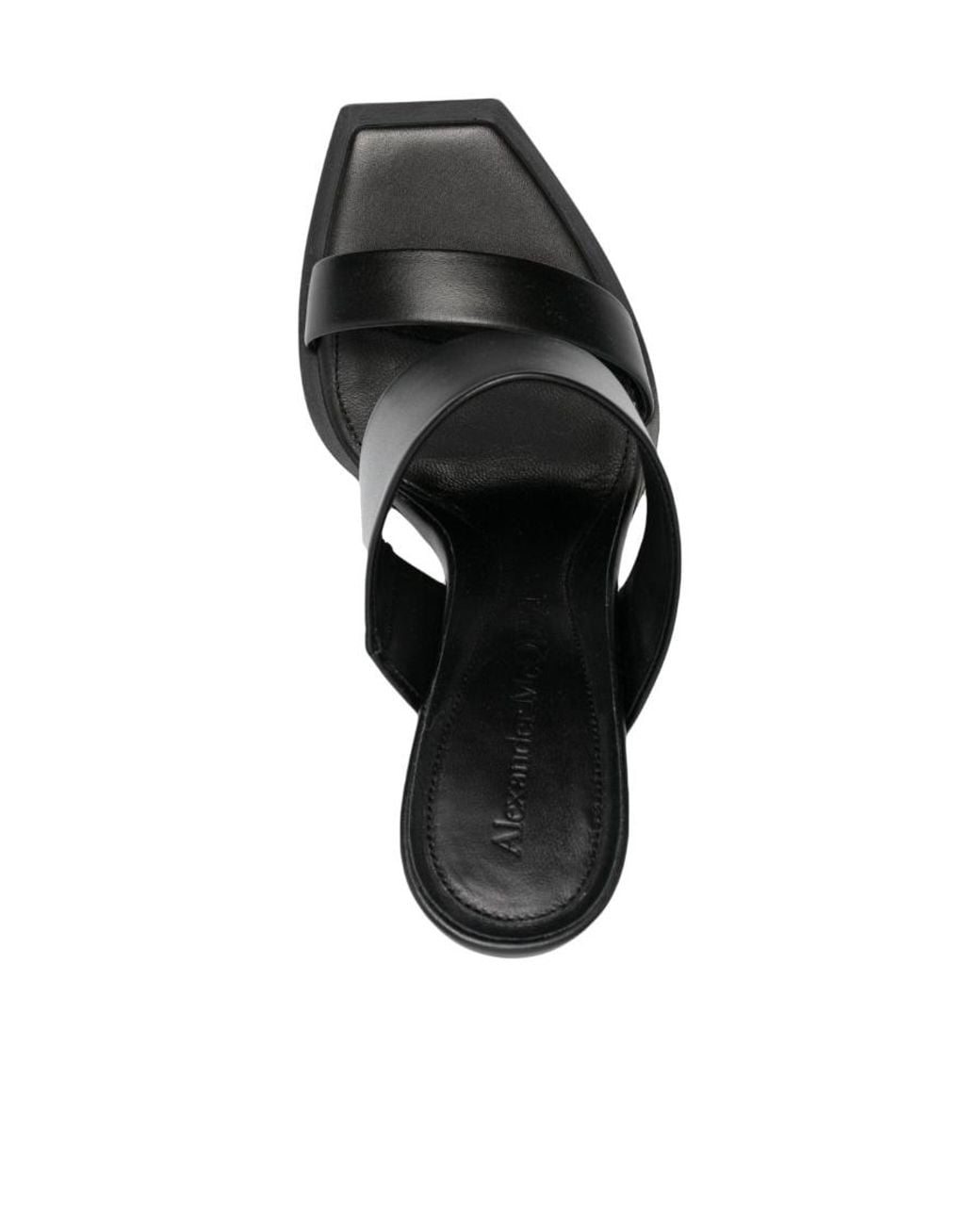 McQueen Black Shard Slip-On Wedge Sandals