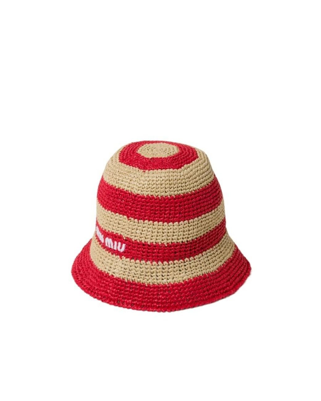 Miu Miu Viscose Raffia Hat in Red | Lyst display picture 2