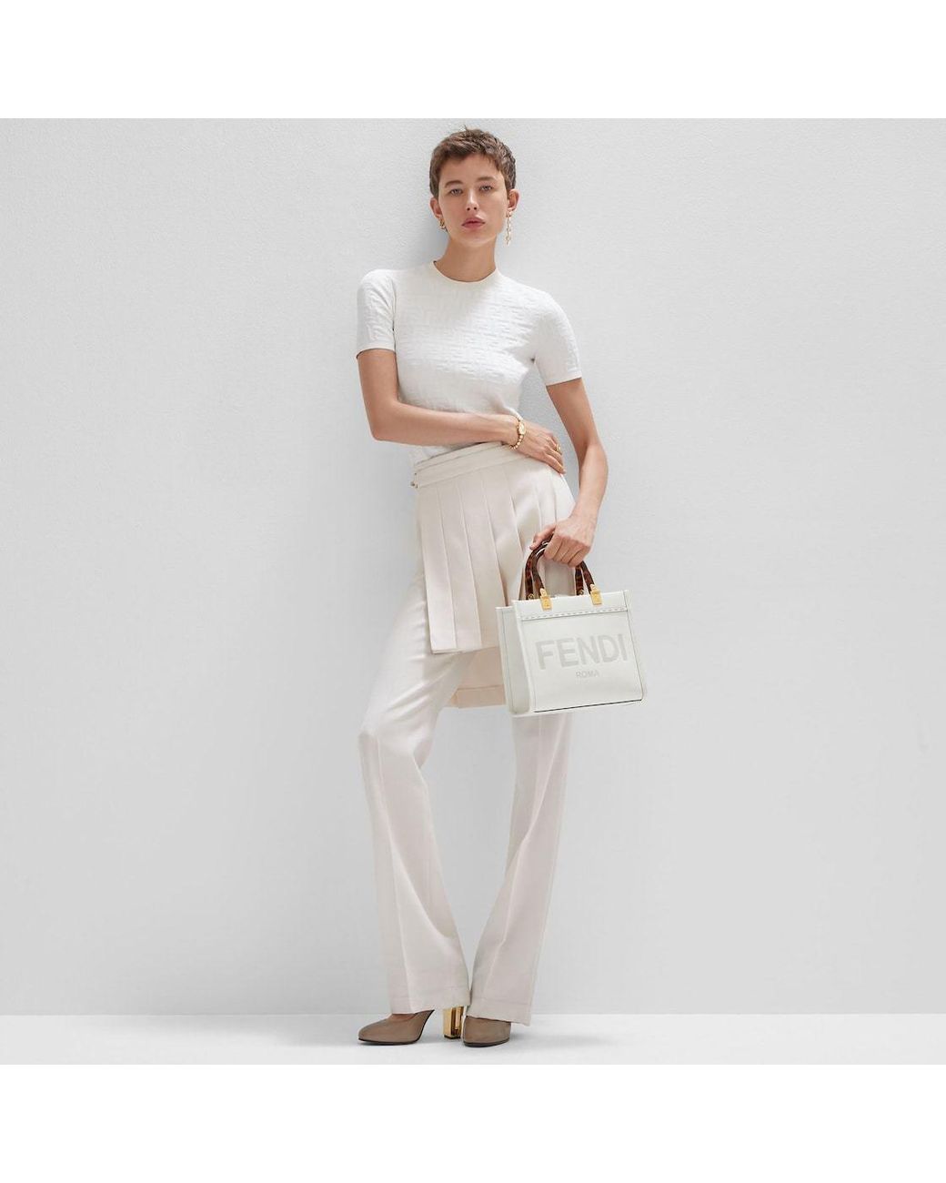Fendi White Crewneck Short-Sleeved Jumper