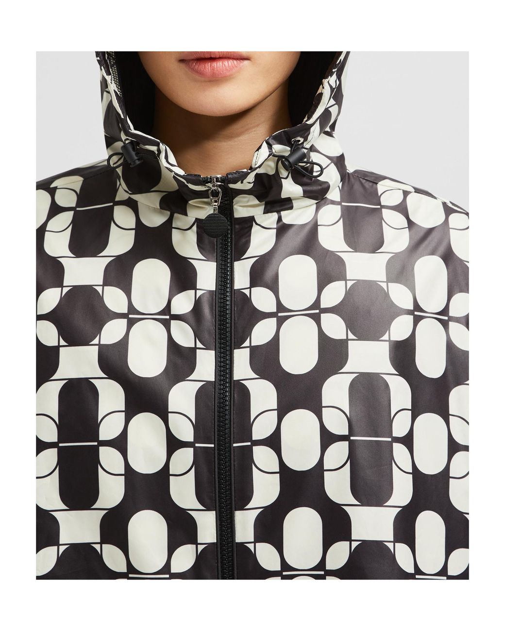 Moncler White Graphic Print Zip-Up Jacket