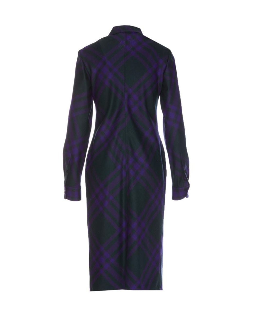 Burberry Blue Long Sleeved Checked Shirt Dress