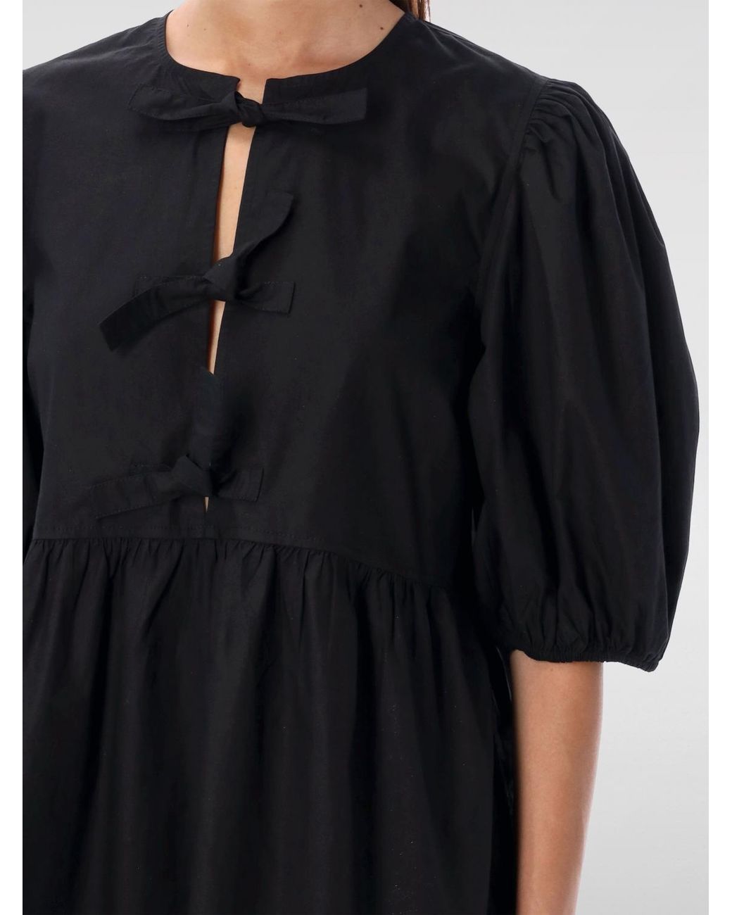 Ganni Black Round Neck Dress