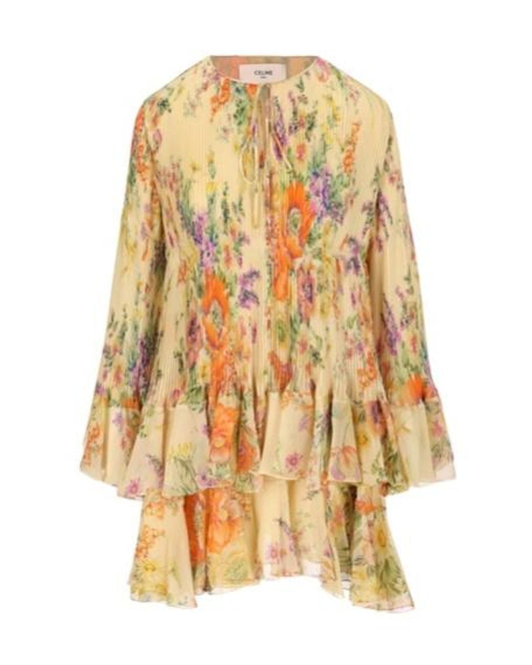 Céline Multicolor Printed Silk Mini Dress