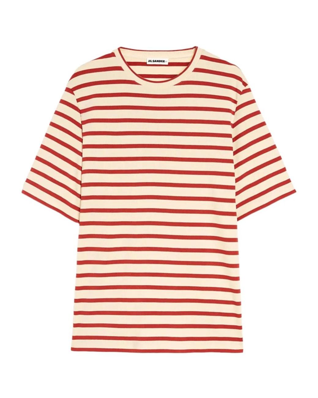 Jil Sander Pink Striped Logo Patch T-Shirt for men