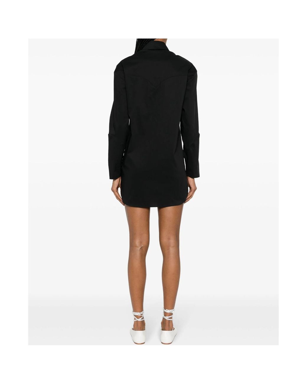 GIUSEPPE DI MORABITO Black Rhinestone-Embellished Poplin Mini Dress