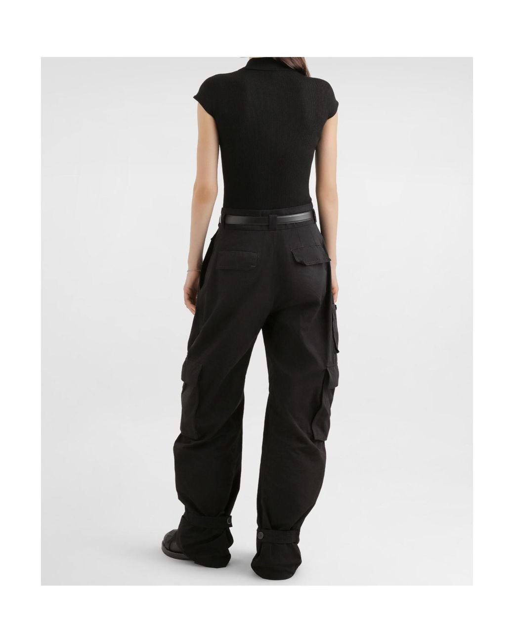 Dolce & Gabbana Black Ribbed Polo Sweater